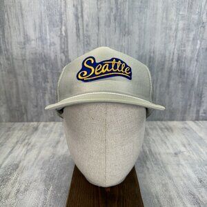 Seattle Grey Trucker Hat Smith Western Co Mesh Snap Back Vtg Cap